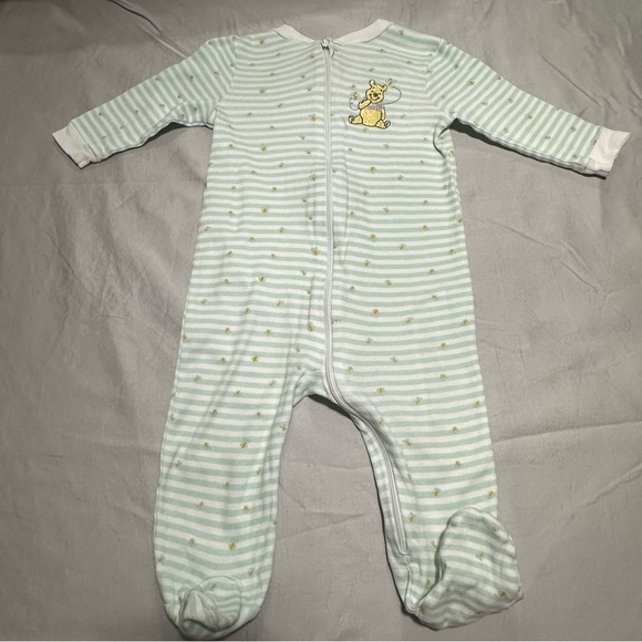 Disney - Winnie the Pooh - Striped Green and White Kids One Piece Sleepe… - Picture 1 of 4